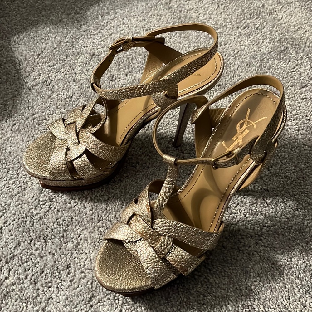 YSL tribute gold hi heels